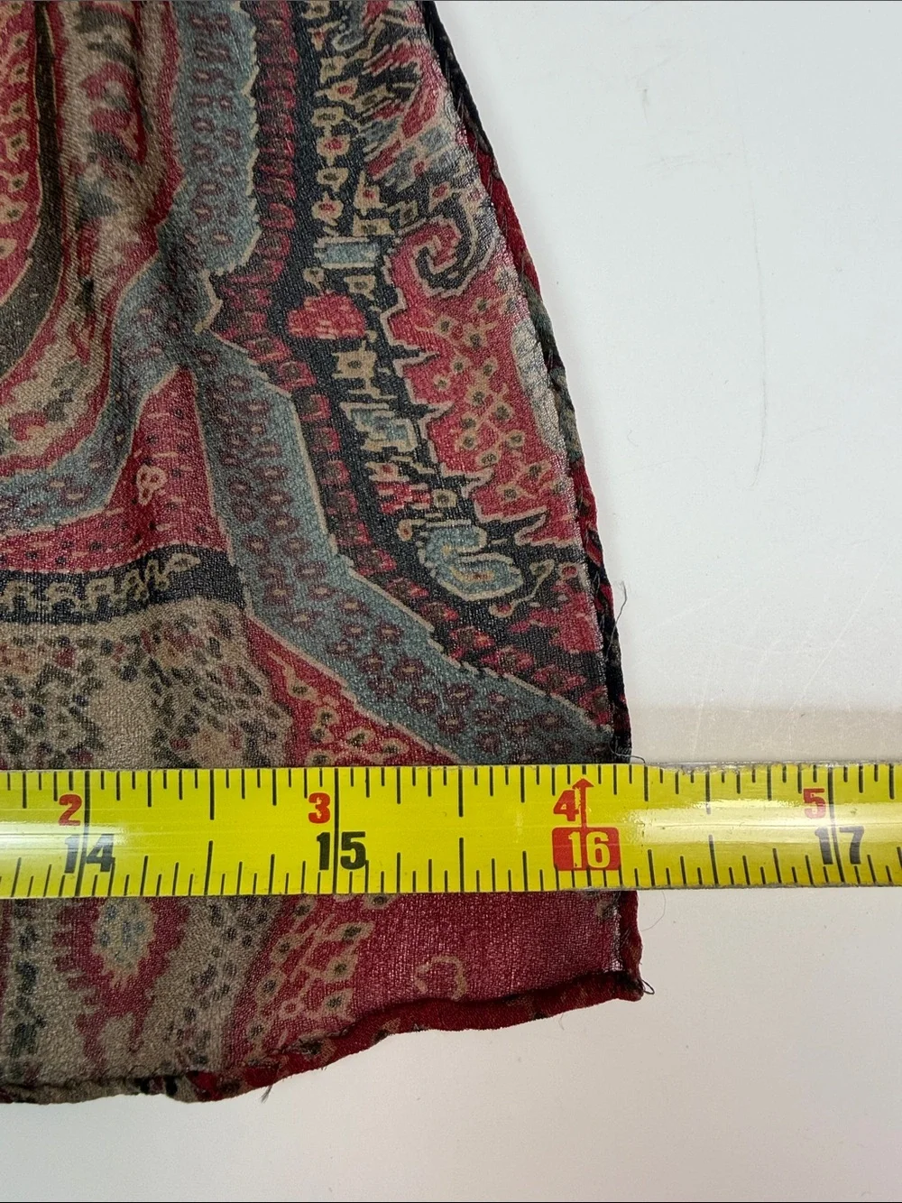 Ralph Lauren 100% Silk Scarf Floral Paisley Burgundy Long Oblong Vintage Style